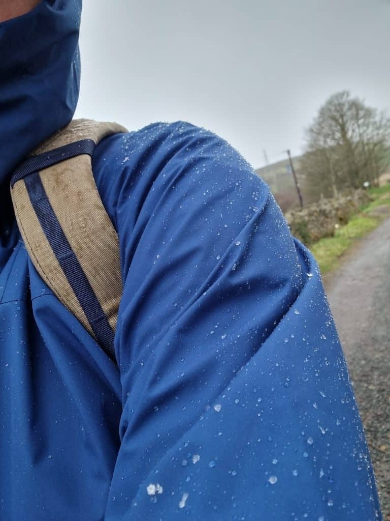The RAB Arc Eco keeping out the weather