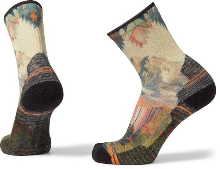 Hike Light cushion mountain print crew sock
