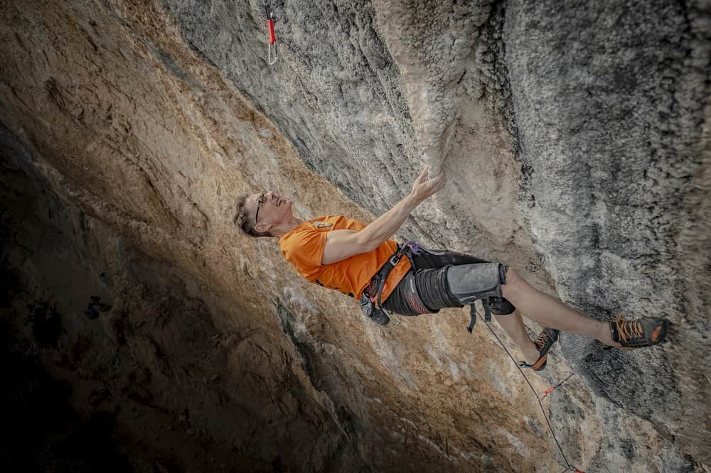 Targeting the next quickdraw. At the beginning of Mind Control's first crux.
