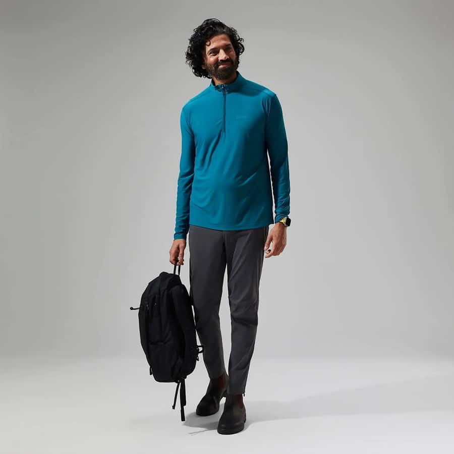 Berghaus Men's 24/7 Half Zip Long Sleeve Tech Tee - Turquoise