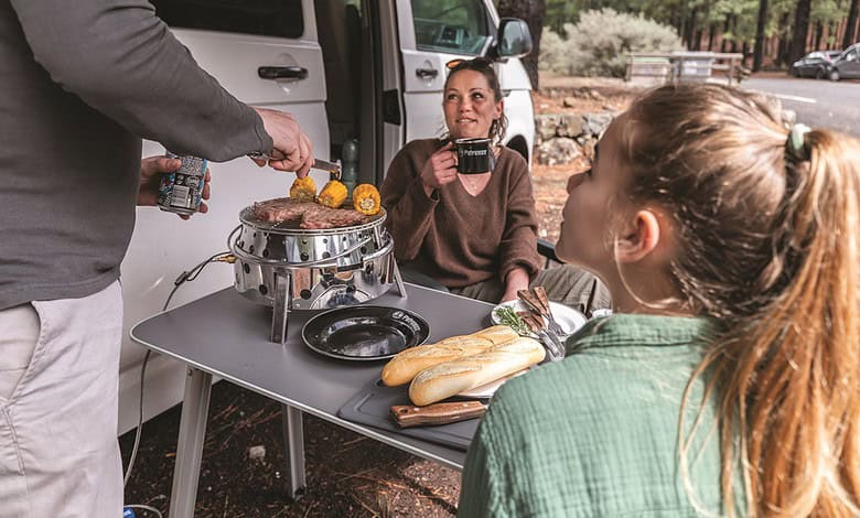 Petromax Atago Gas Grill is ideal for van life cooking