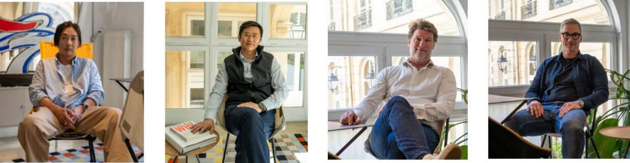 A collage of men sitting in chairs AI-generated content may be incorrect.