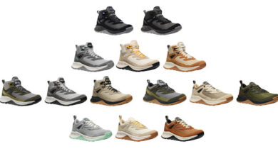 Men's outdoor hiking shoes in various colours for trekking and exploration.