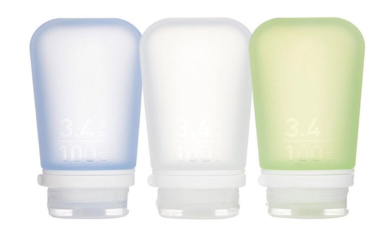 Humangear GoToob+ 3-Pack - 100ml Clear Green Blue Travel Bottle with Locking Cap