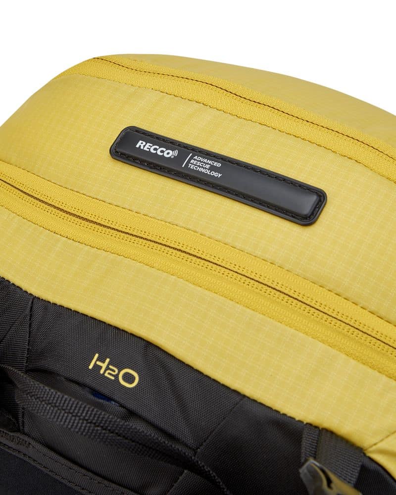 1. High-quality yellow outdoor rescue backpack with RECCO technology for safety.