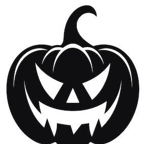 Spooky Halloween pumpkin with a carved face, perfect for outdoor autumn decoration.