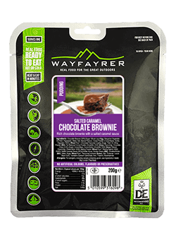 Salted caramel chocolate brownie snack from Outdoor Insight, perfect for outdoor adventures and hiking.