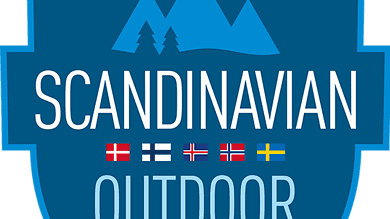 1. Scandinavian outdoor group logo with flags of Denmark, Finland, Norway, Iceland, Sweden.