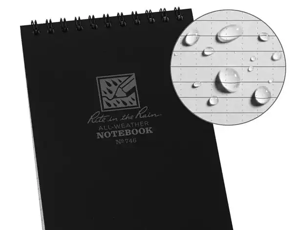 1. Waterproof outdoor rainproof notebook for camping and hiking.