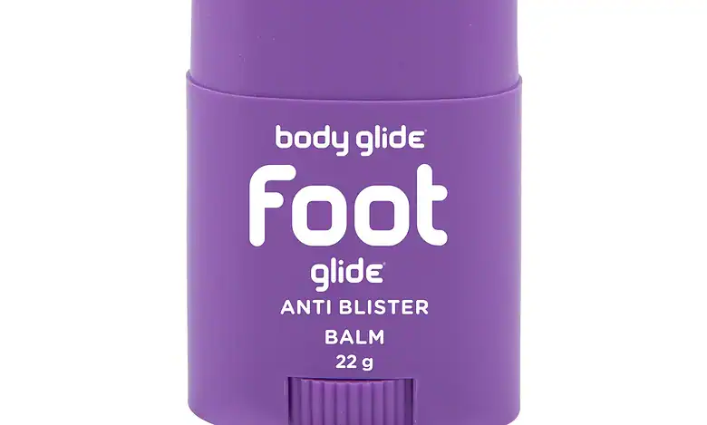 1. Anti-blister foot balm in purple container for outdoor activities and hiking.