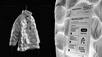 Warm white insulated outdoor jacket with down and feather filling for outdoor activities.