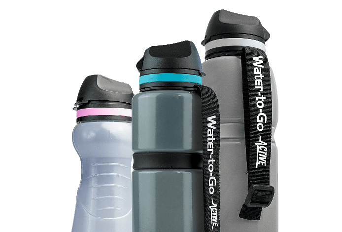 Water-to-Go reusable water bottles with filter for outdoor use.