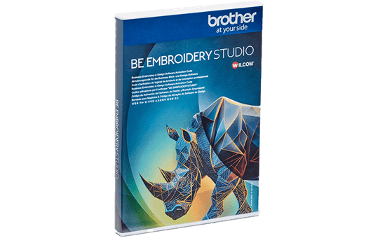 Brightly coloured embroidery kit featuring a geometric rhinoceros design for creative outdoor enthus.
