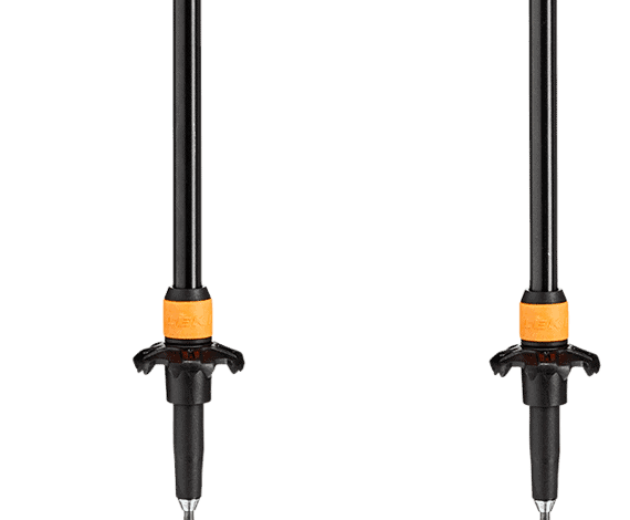 Adjustable trekking poles for hiking and outdoor adventures.