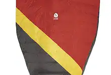 Sleeping bag for outdoor camping and hiking in cold conditions.