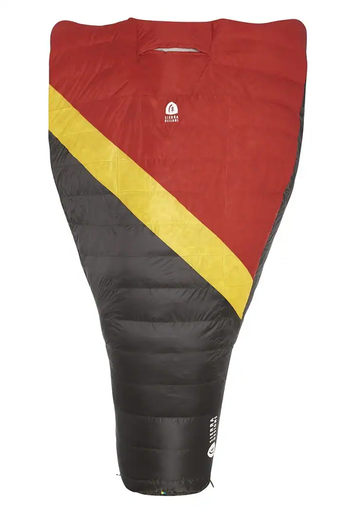 Sleeping bag for outdoor camping and hiking in cold conditions.