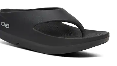 Black men's outdoor sandal with ergonomic design and cushioned sole.