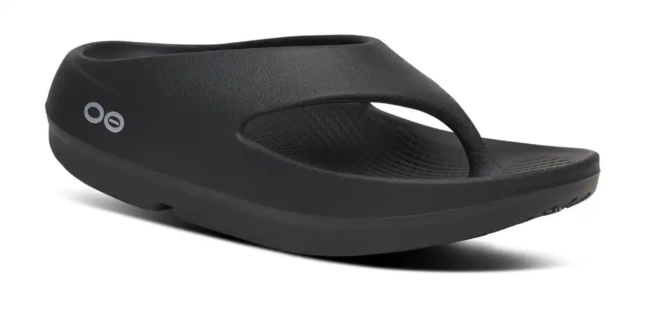 Black men's outdoor sandal with ergonomic design and cushioned sole.